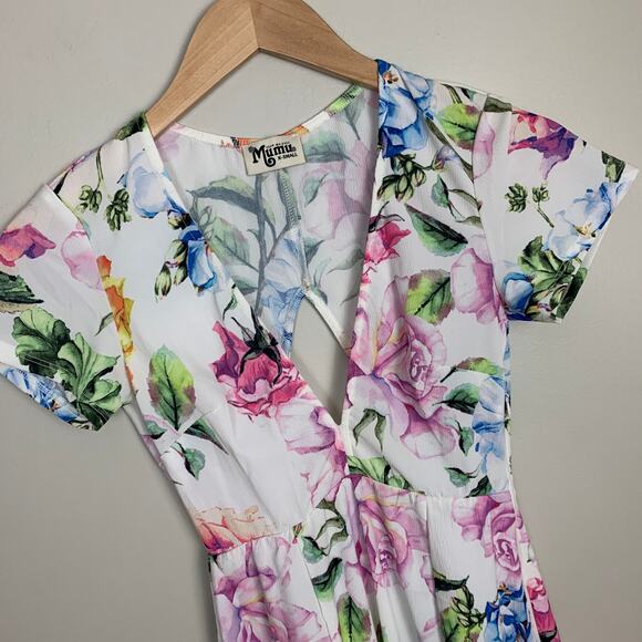 Show Me Your Mumu Ibiza Floral Swing Mini Dress XS Extra Small Open Back - Picture 6 of 11
